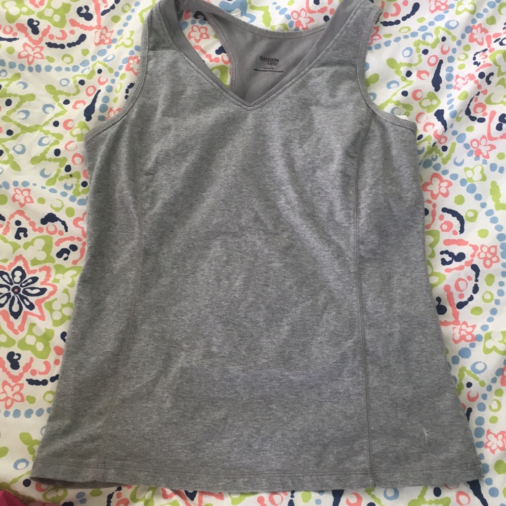 Gray workout tank with built in sports bra